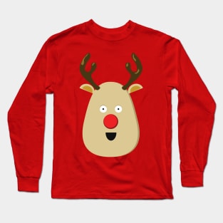 Cute Red Nose Reindeer Xmas Long Sleeve T-Shirt